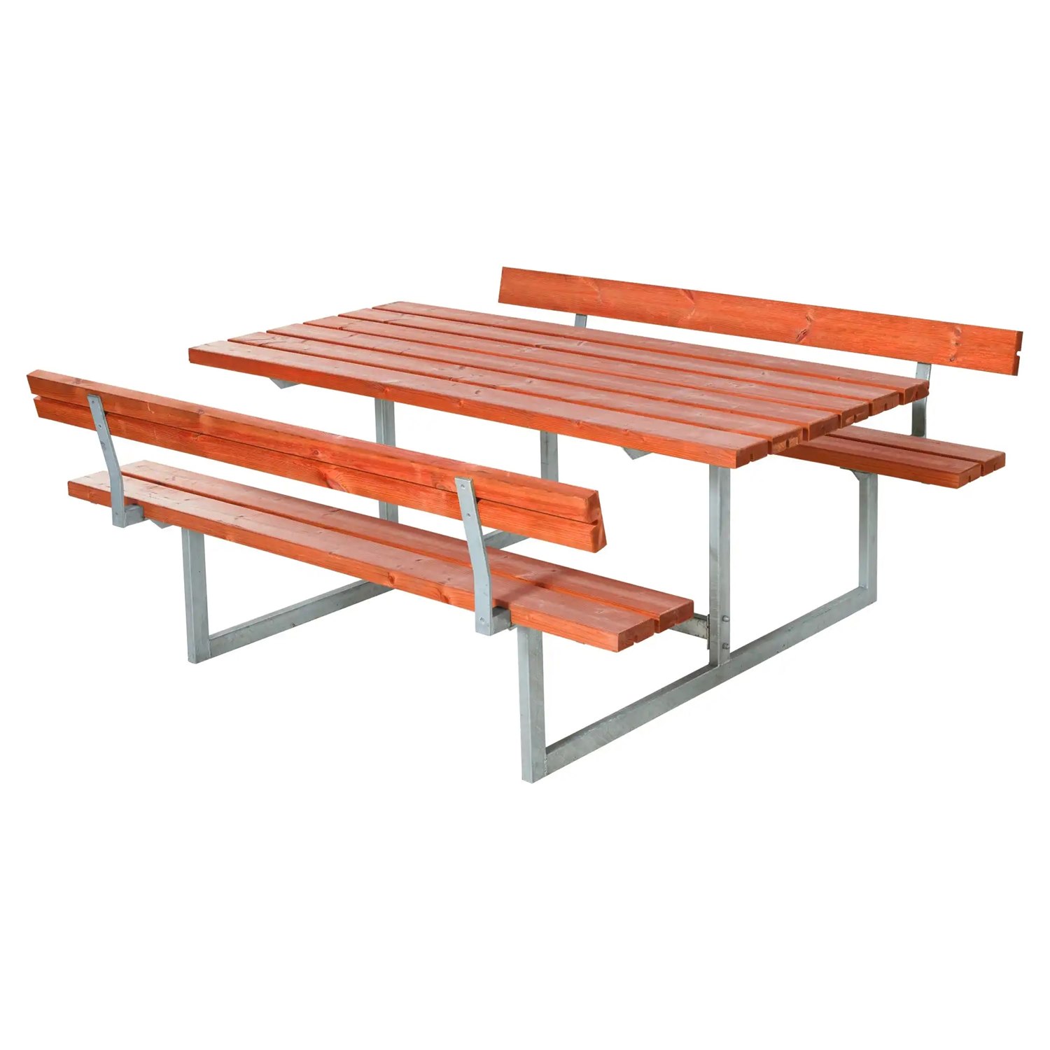 Bänkset Basic, 6-sits, ryggstöd, teak