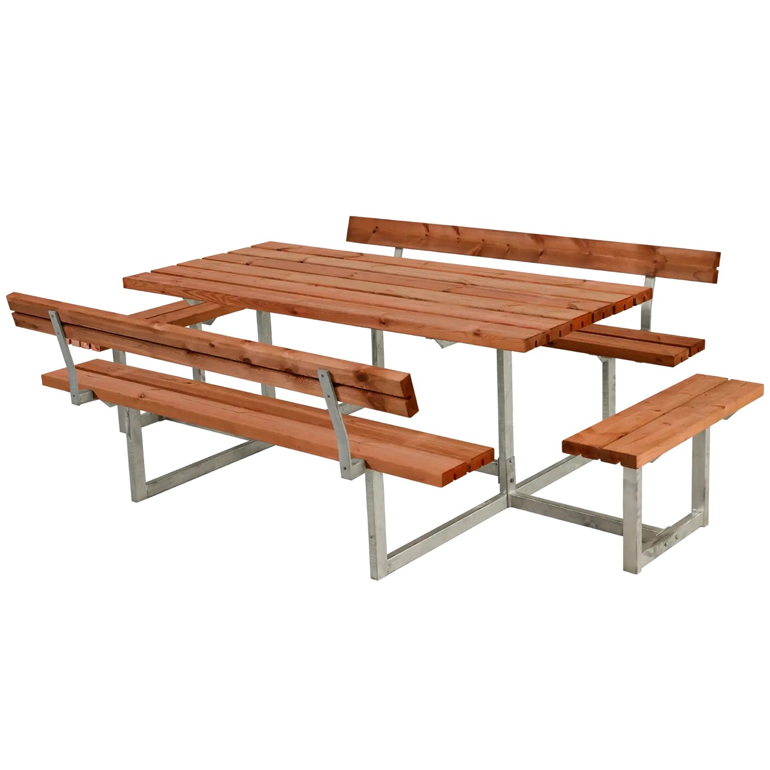 Bänkset Basic, 8-sits, ryggstöd, teak