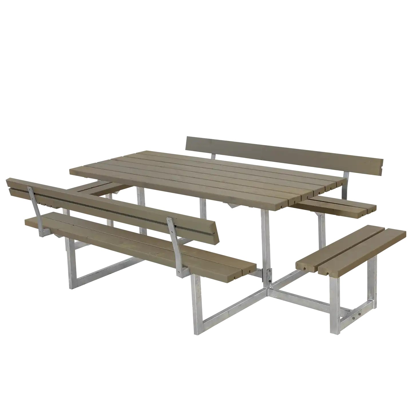 Bänkset Basic, 8-sits, ryggstöd, gråbrun
