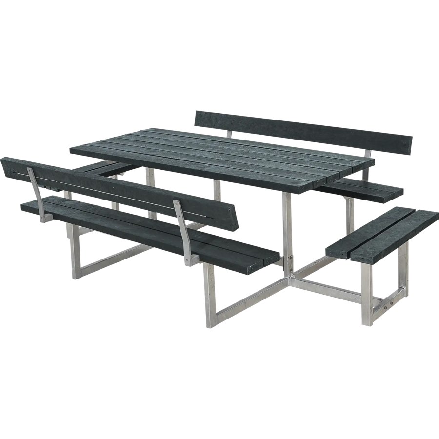 Bänkset Basic, 8-sits, ryggstöd, ReTex, grå
