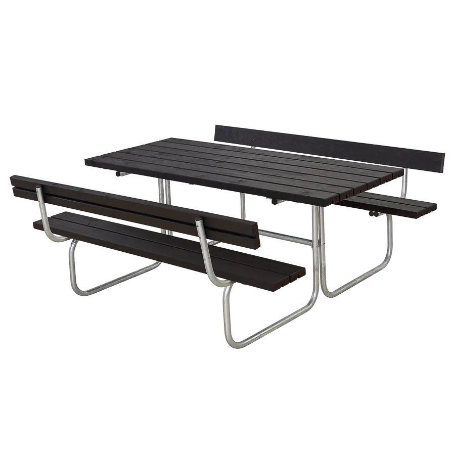 Bänkset Classic, 6-sits, ryggstöd, svart