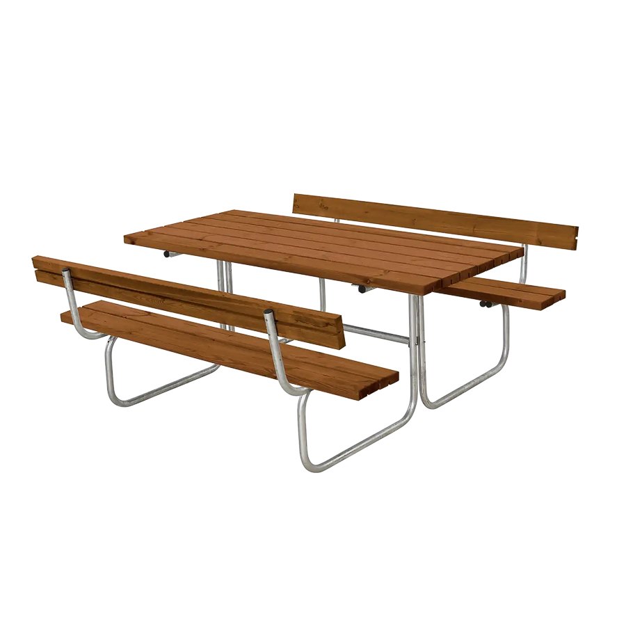 Bänkset Classic, 6-sits, ryggstöd, teak