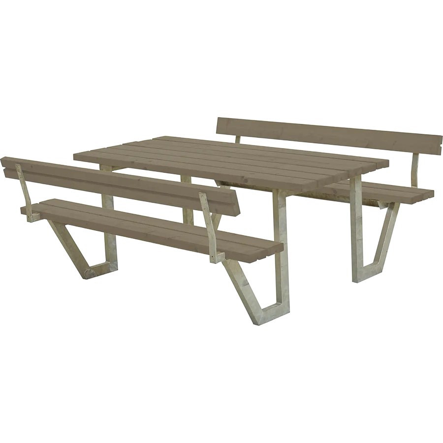 Bänkset Wega, 6-sits, ryggstöd, gråbrun