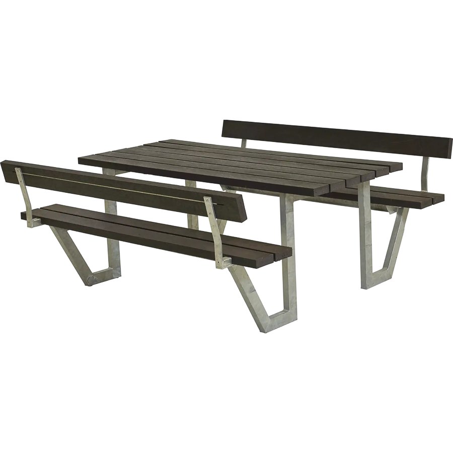 Bänkset Wega, 6-sits, ryggstöd, ReTex, svart