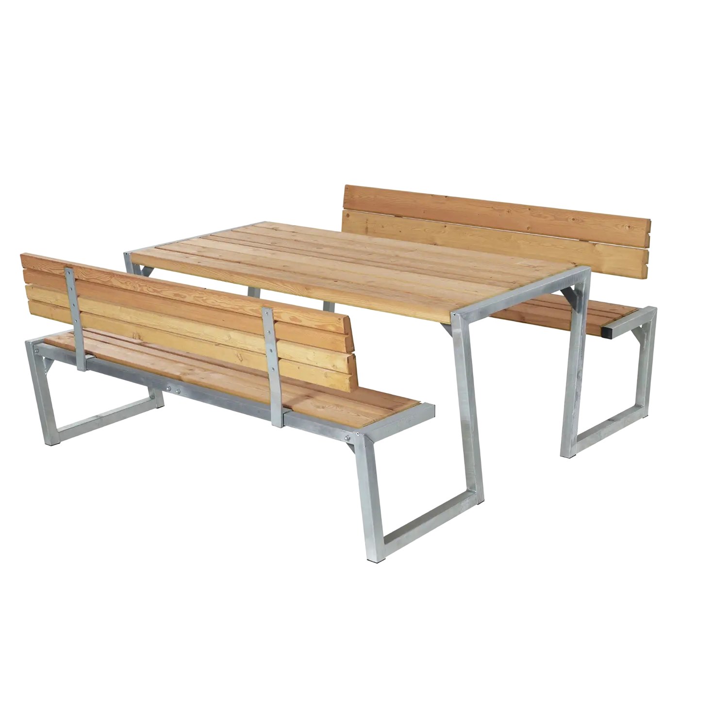 Bänkset Zigma, 6-sits, Thermowood, ryggstöd, natur