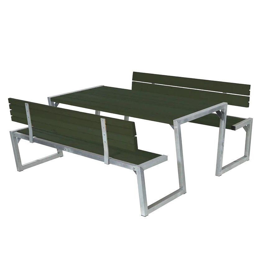 Bänkset Zigma, 6-sits, ryggstöd, grön