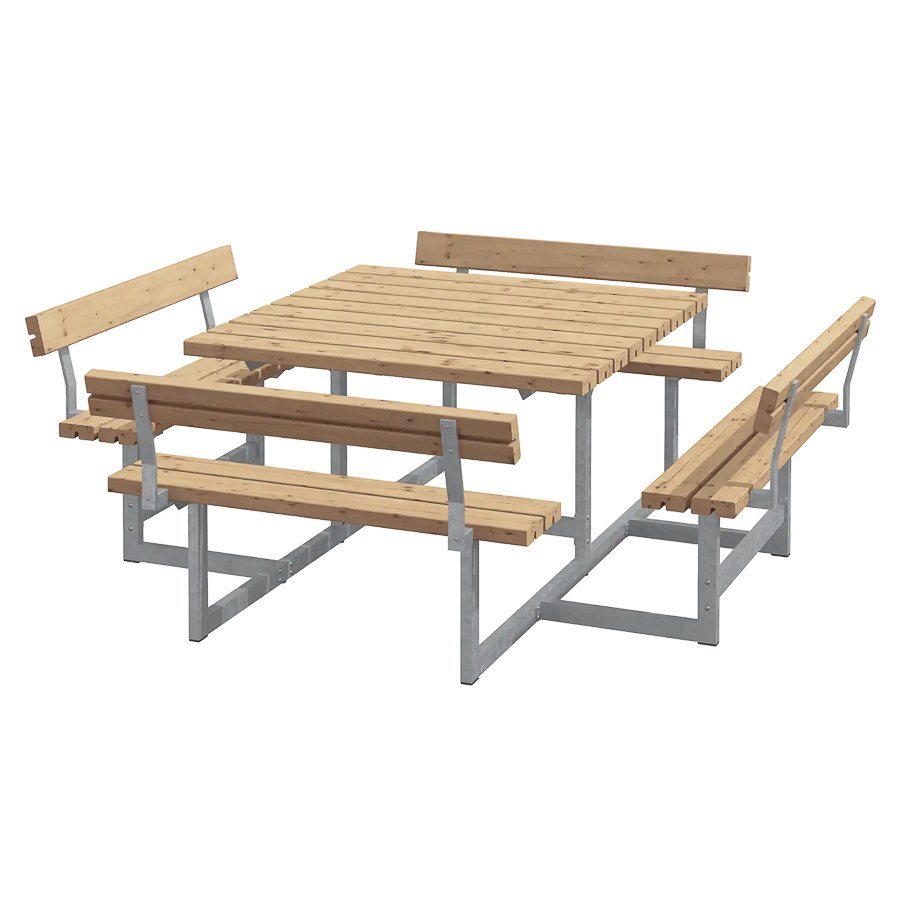 Bänkset Picnic, 8-sits, ryggstöd Thermowood, natur