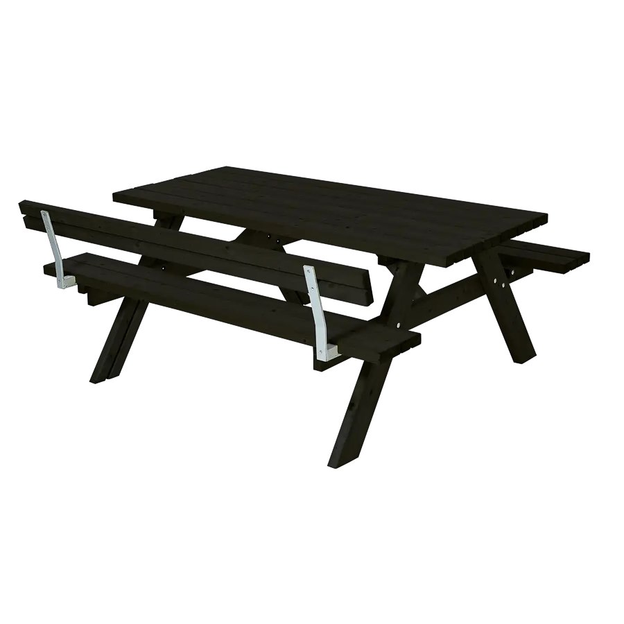 Bänkset Standard, 6-sits, 1 ryggstöd, svart