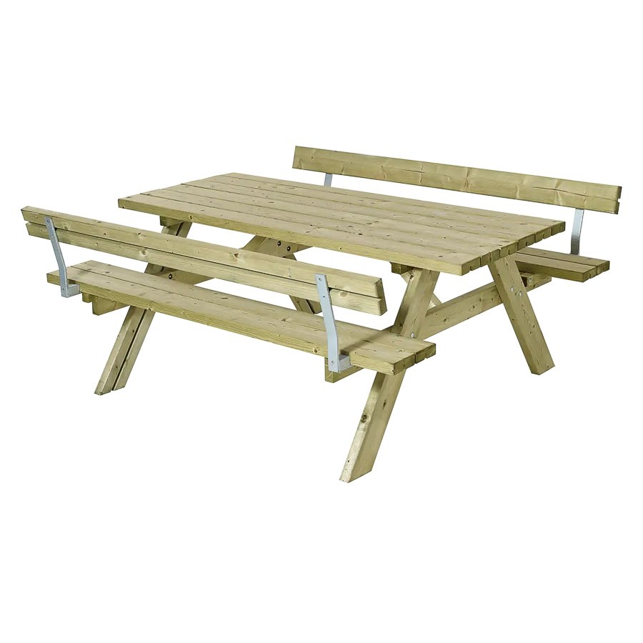 Bänkset Standard, 6-sits, 2 ryggstöd, natur