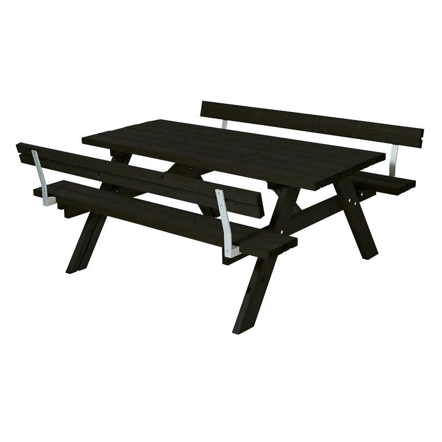 Bänkset Standard, 6-sits, 2 ryggstöd, svart