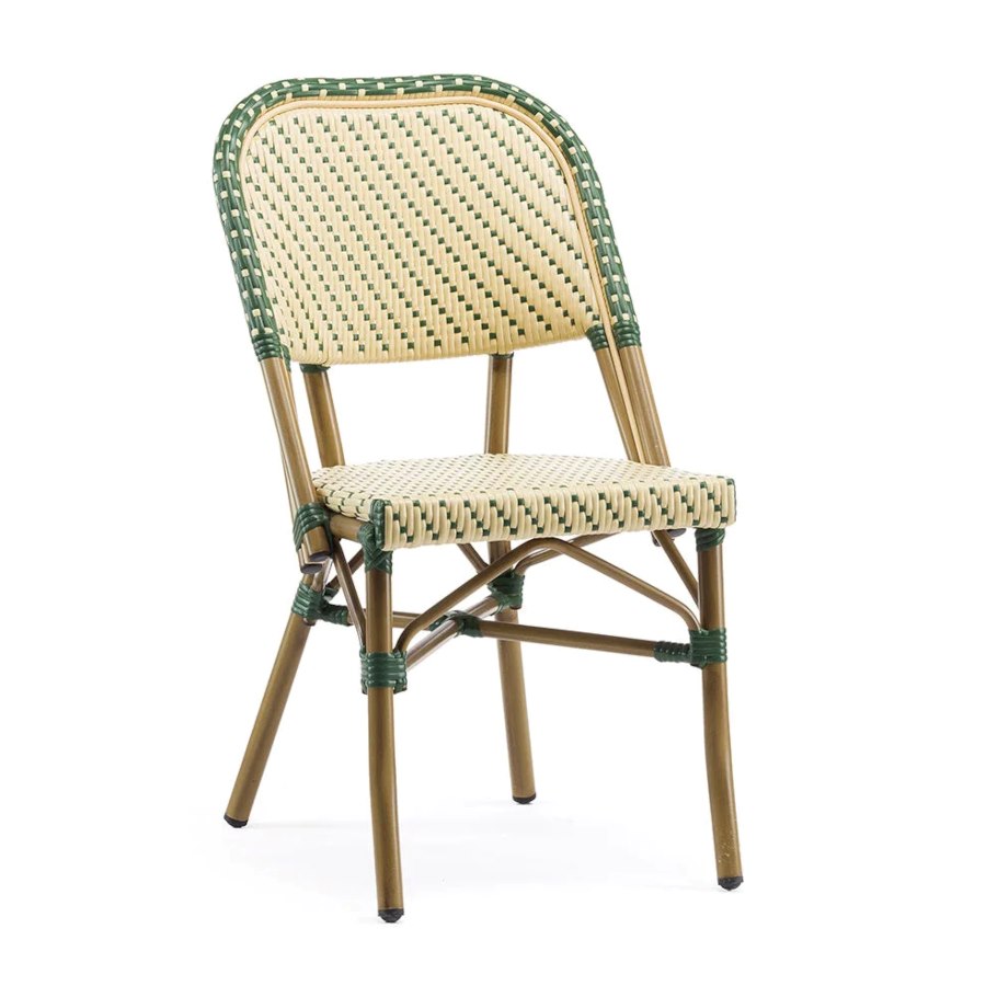 Stol Paris 39, sh. 45 cm, stapelbar, grön/beige