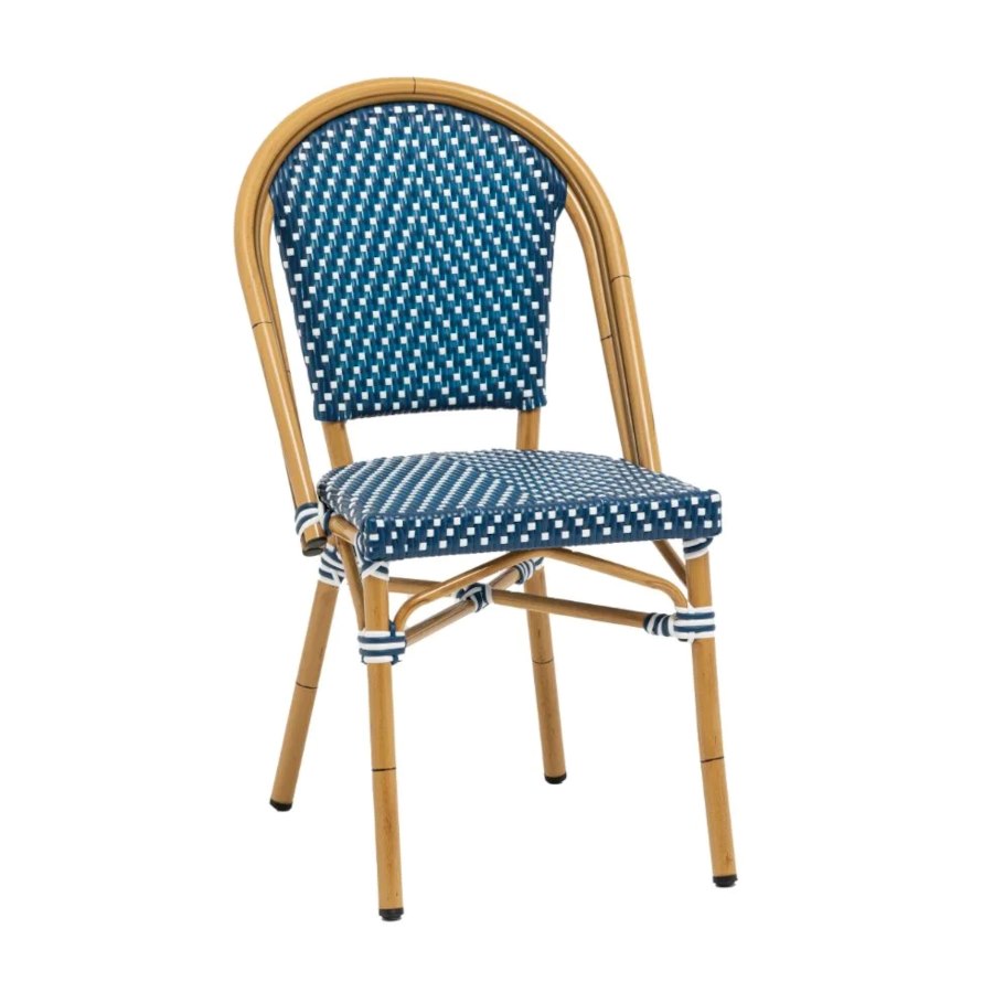 Stol Paris 47, sh. 46 cm, stapelbar, blå