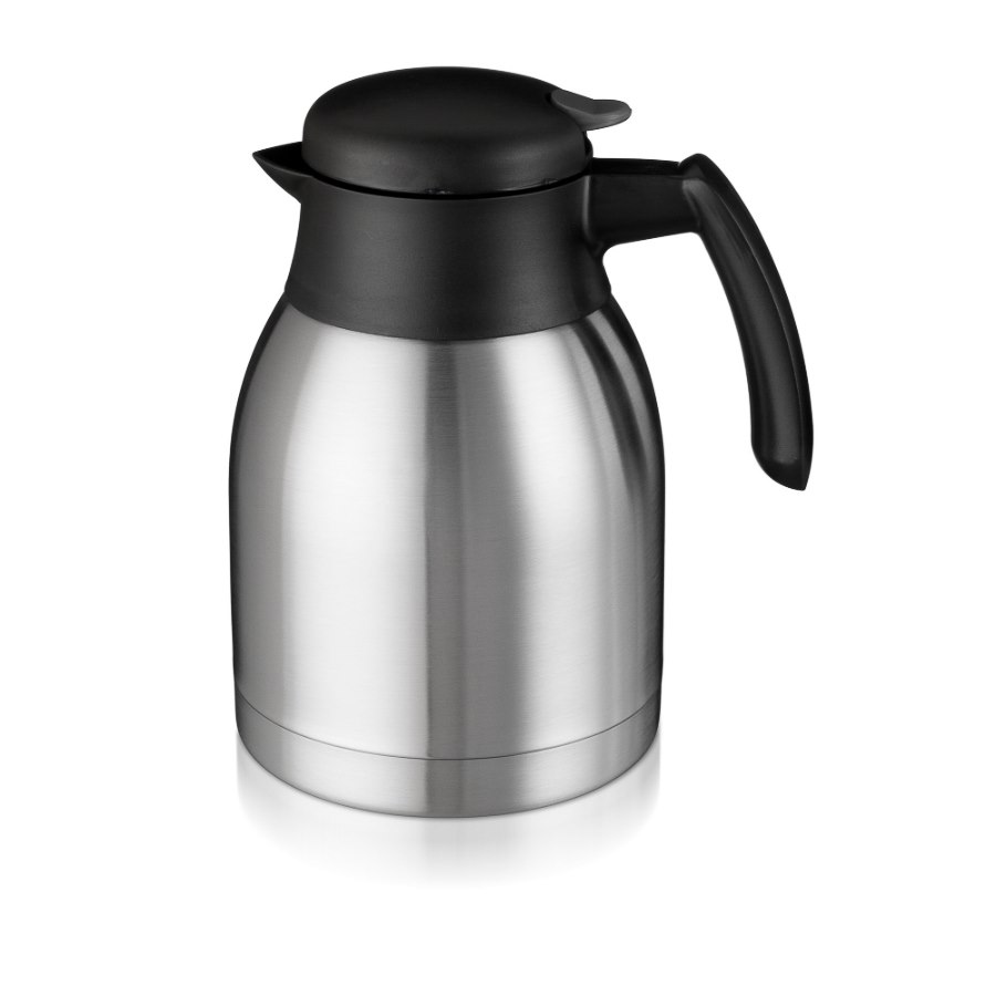 Termoskanna, 1,5L, rostfri stål/svart