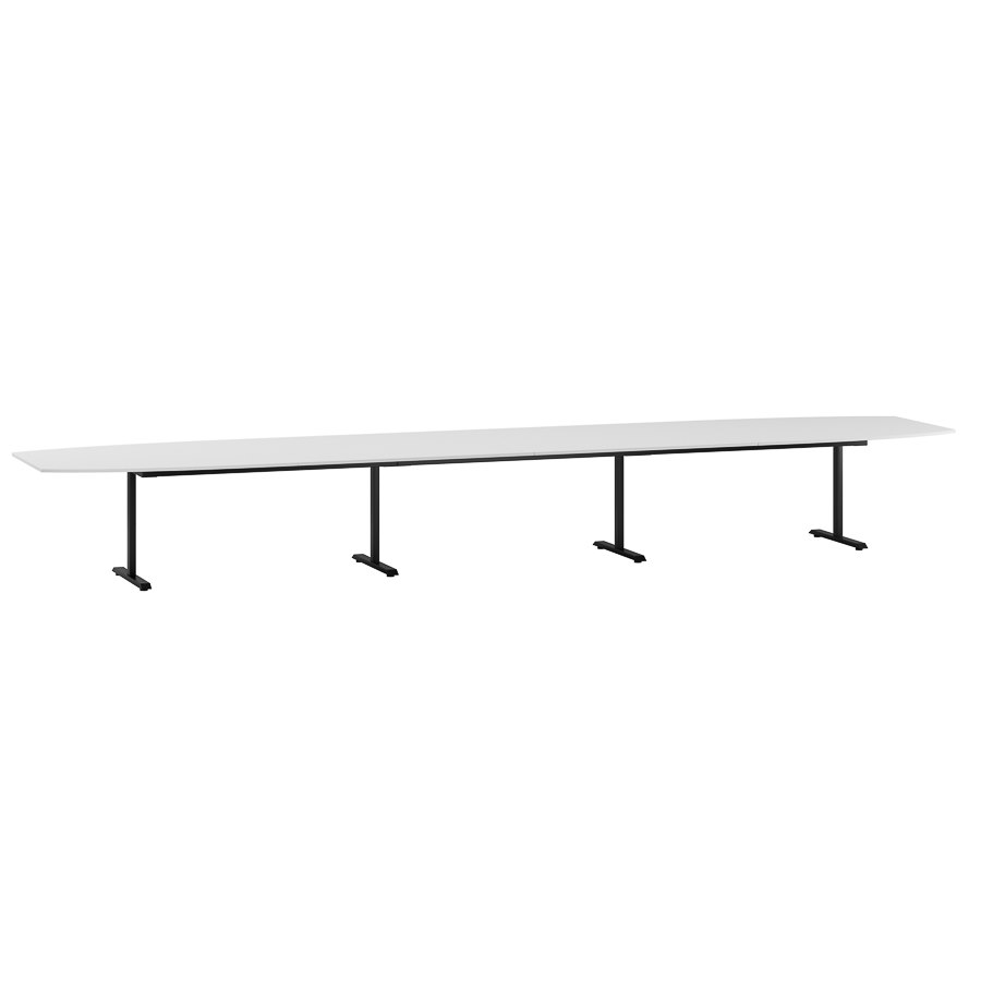 Konferensbord Fix, Vit bordsskiva, Svart stativ 700x120cm