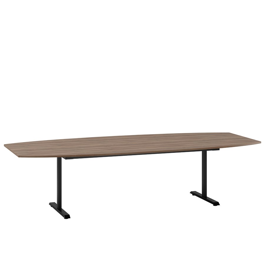 Konferensbord Fix, Valnöt bordsskiva, Svart stativ 360x120cm