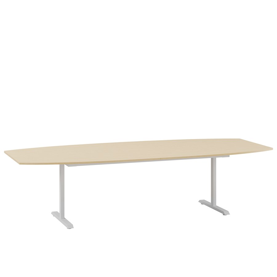 Konferensbord Fix, Björk bordsskiva, Vitt stativ 420x120cm