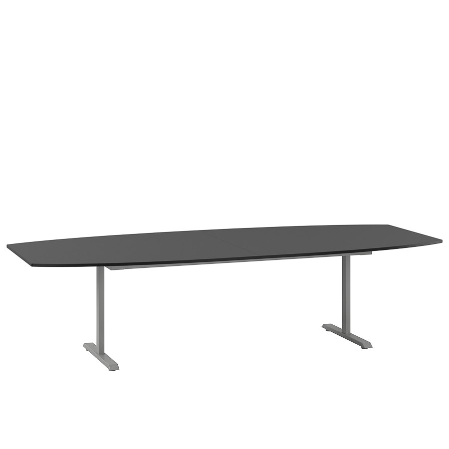 Konferensbord Fix, Svart bordsskiva, Silvergrått stativ 420x120cm