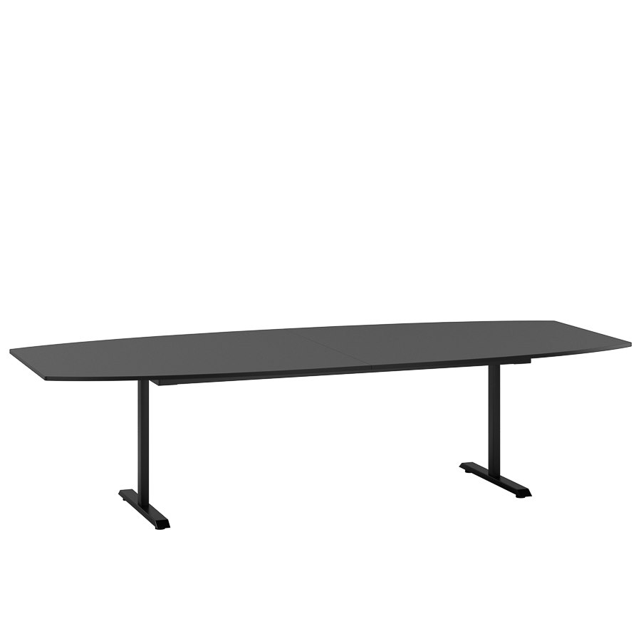 Konferensbord Fix, Svart bordsskiva, Svart stativ 360x120cm