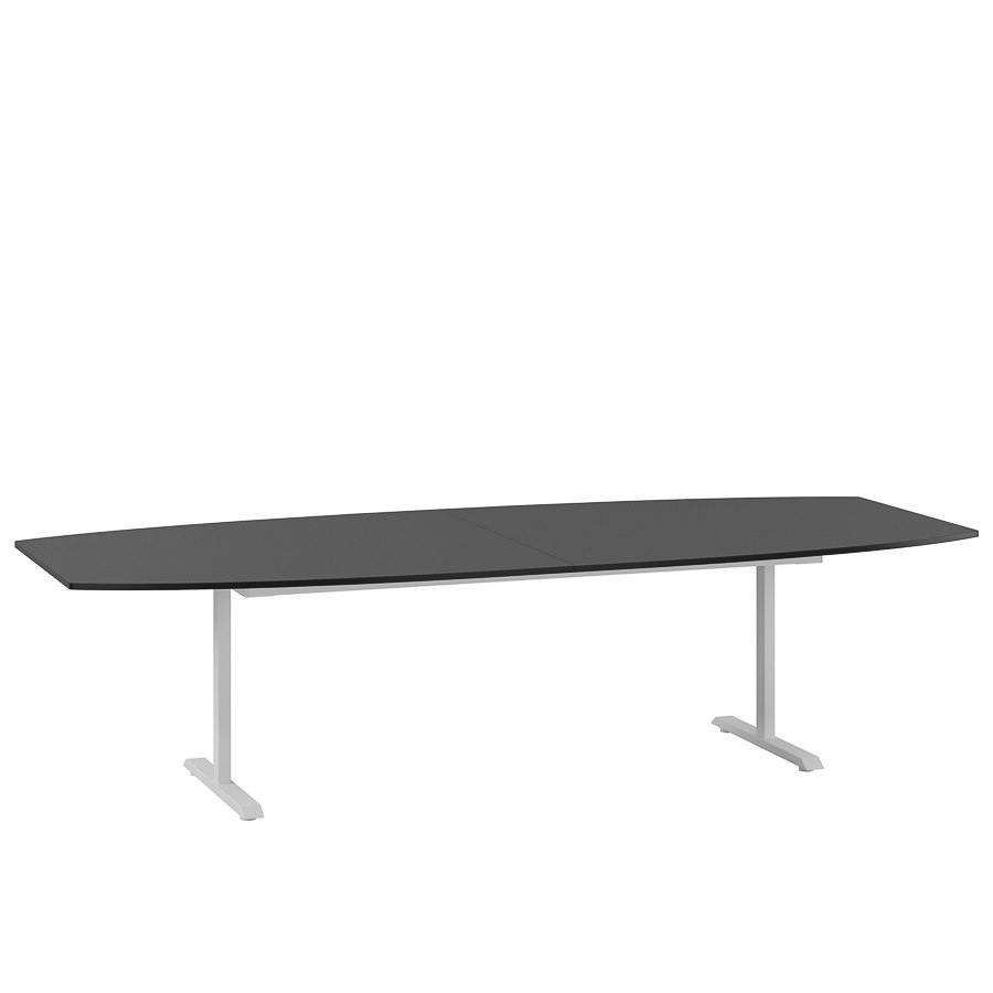 Konferensbord Fix, Svart bordsskiva, Vitt stativ 360x120cm
