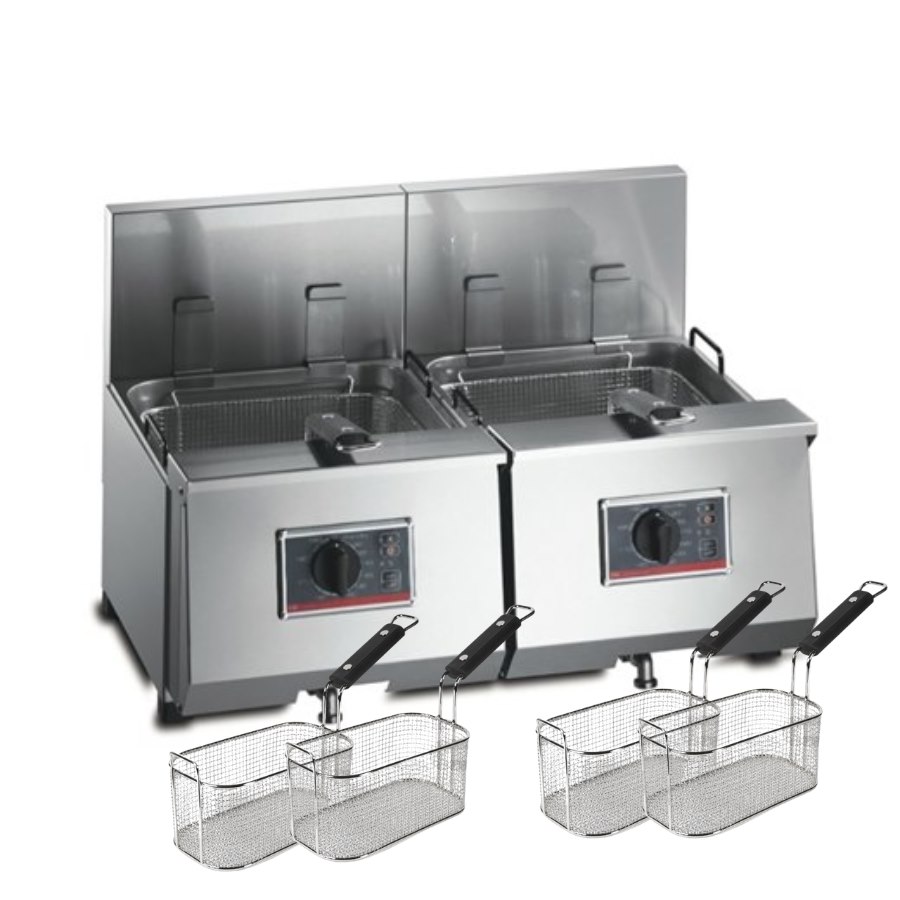 Fritös PROFI+ 8+8 -2 m. 4 halvkorgar, 72x47,5x45,6 cm, rostfri