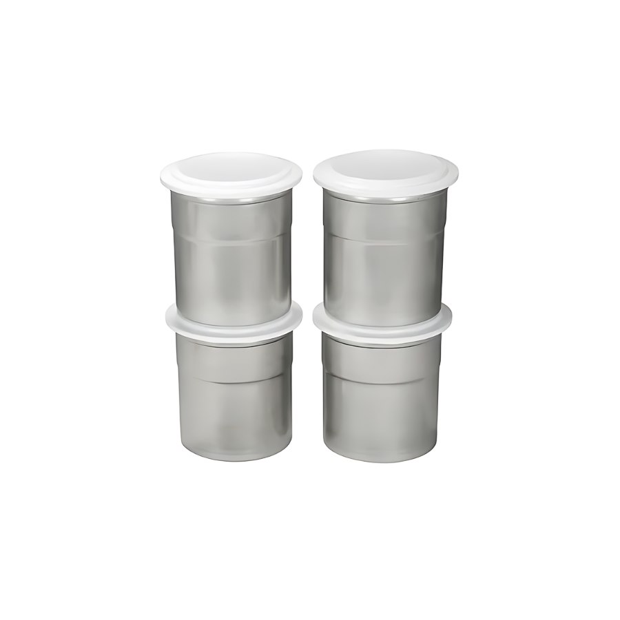 Rostfria pacosserings-bägare med lock, 4-pack