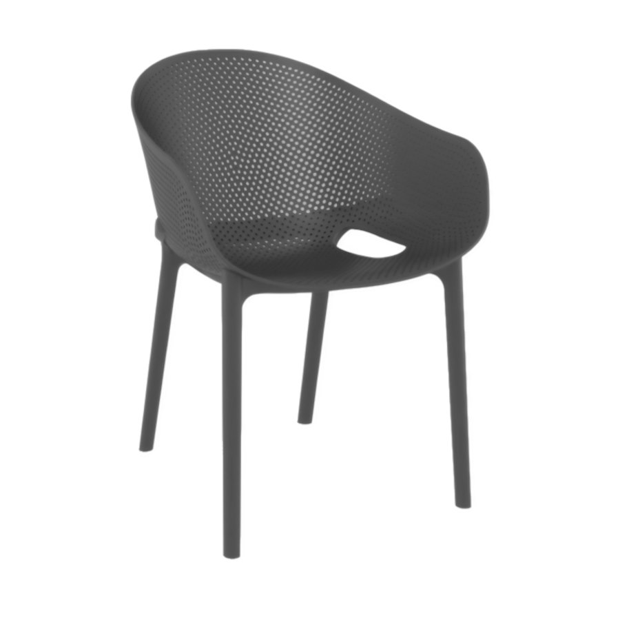 Fåtölj Sky Pro, sh.45 cm, stapelbar, mörkgrå