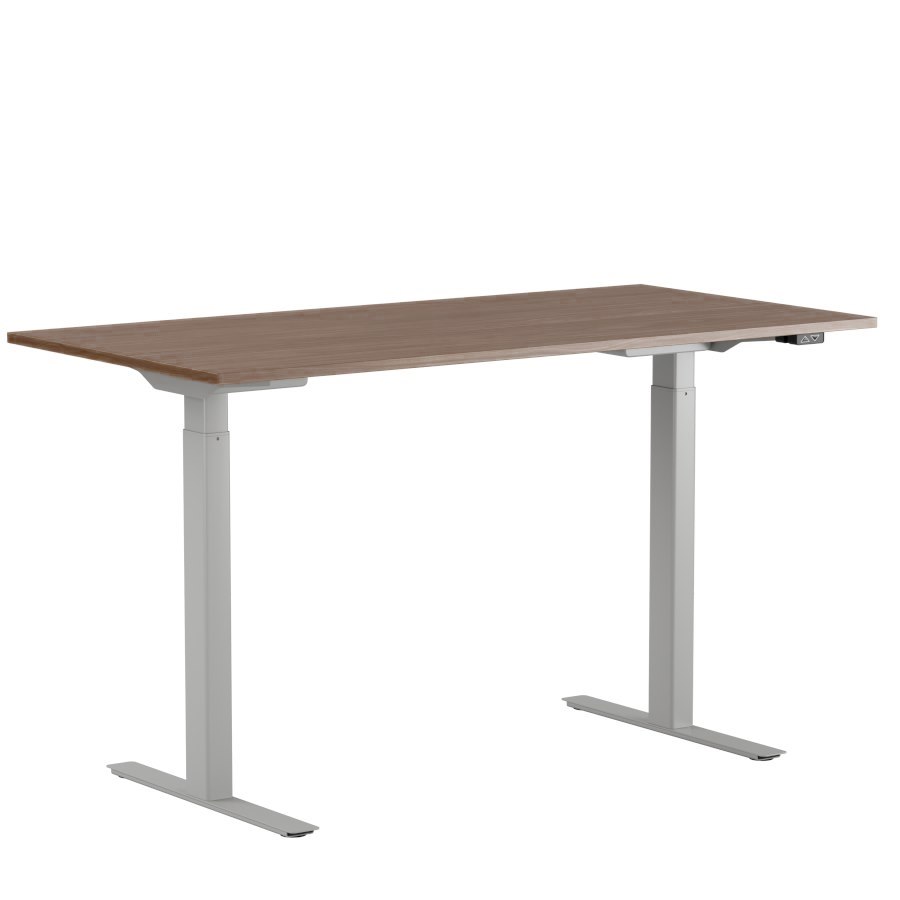 Höj och sänkbart skrivbord PREMIUM, 2-motorigt, grått stativ, valnöt bordsskiva 120x80 cm