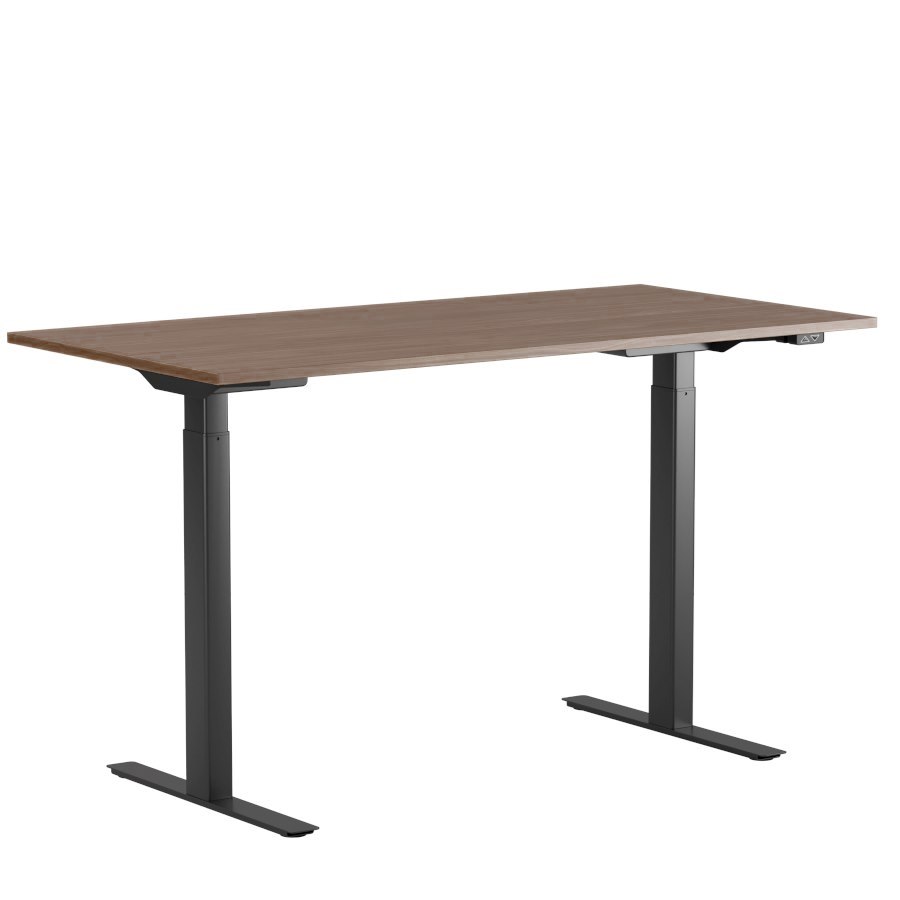 Höj och sänkbart skrivbord PREMIUM, 2-motorigt, svart stativ, valnöt bordsskiva 120x70 cm