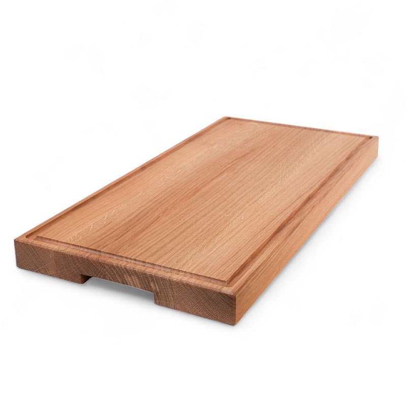 Skärbräda, oljad ek, handtag, spår, 70x40x4 cm