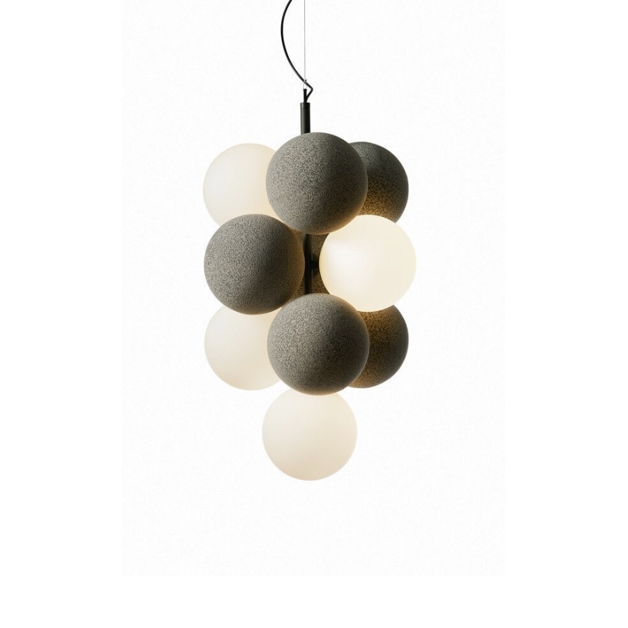 Akustiklampa Holly, vertikal, 54x101,5x58,5 cm, ljus grå