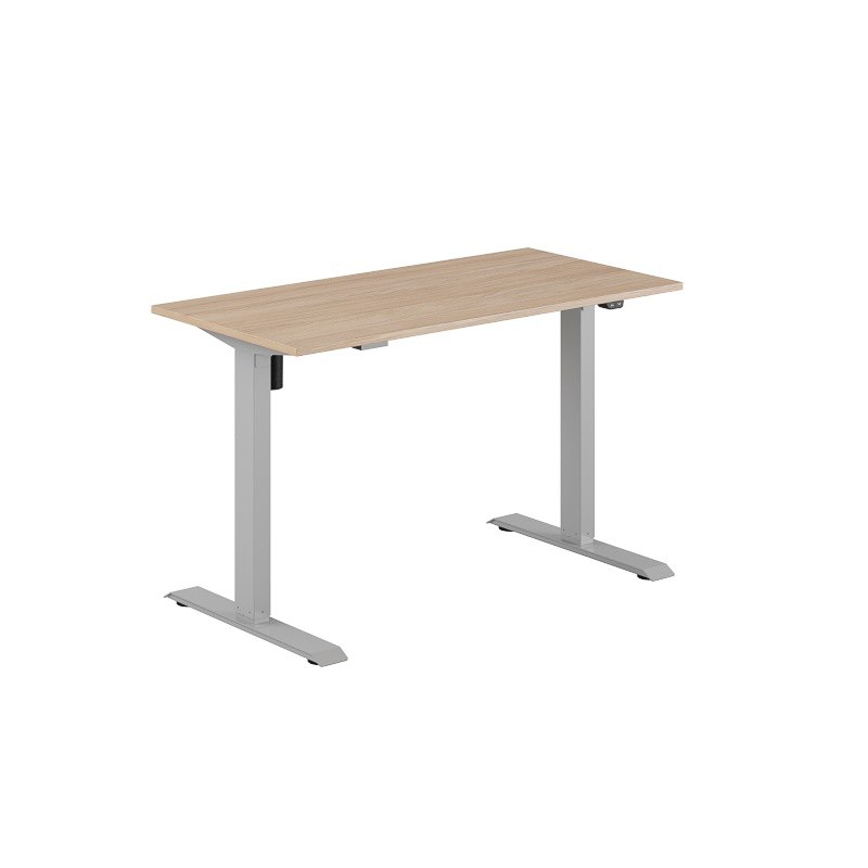 Höj och sänkbart skrivbord, 1-motorigt, grått stativ, urban oak bordsskiva 120x60cm