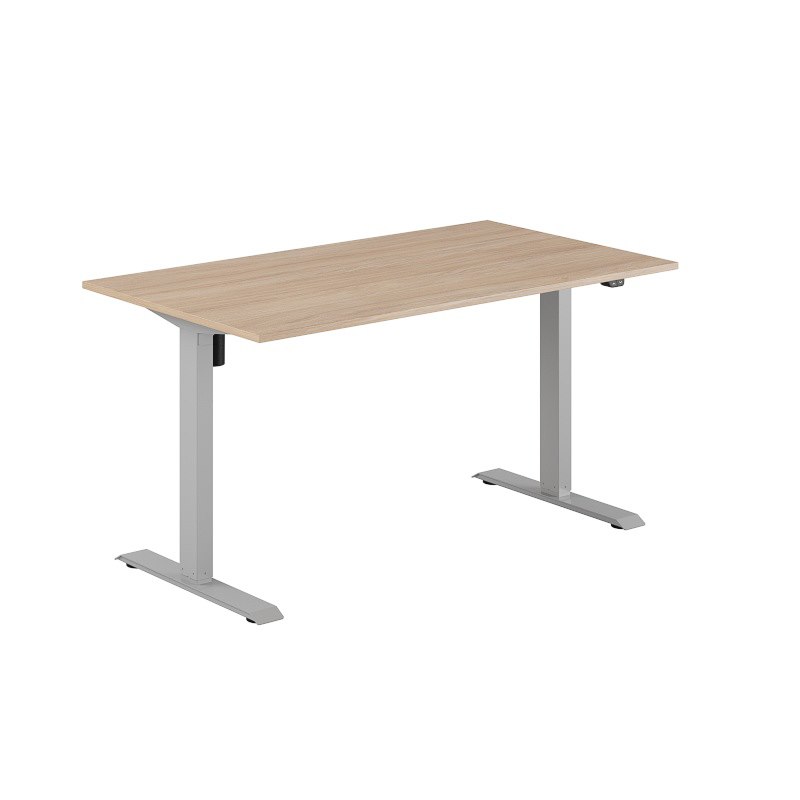 Höj och sänkbart skrivbord, 1-motorigt, grått stativ, urban oak bordsskiva 140x80cm
