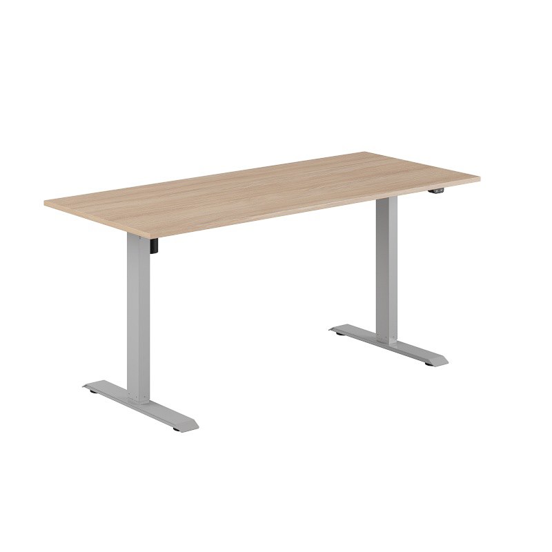 Höj och sänkbart skrivbord, 1-motorigt, grått stativ, urban oak bordsskiva 160x70cm