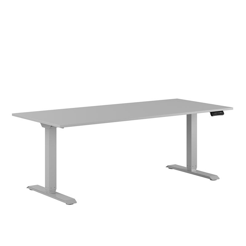 Höj och sänkbart skrivbord, 2-motorigt, grått stativ, grå bordsskiva 180x80cm 39311