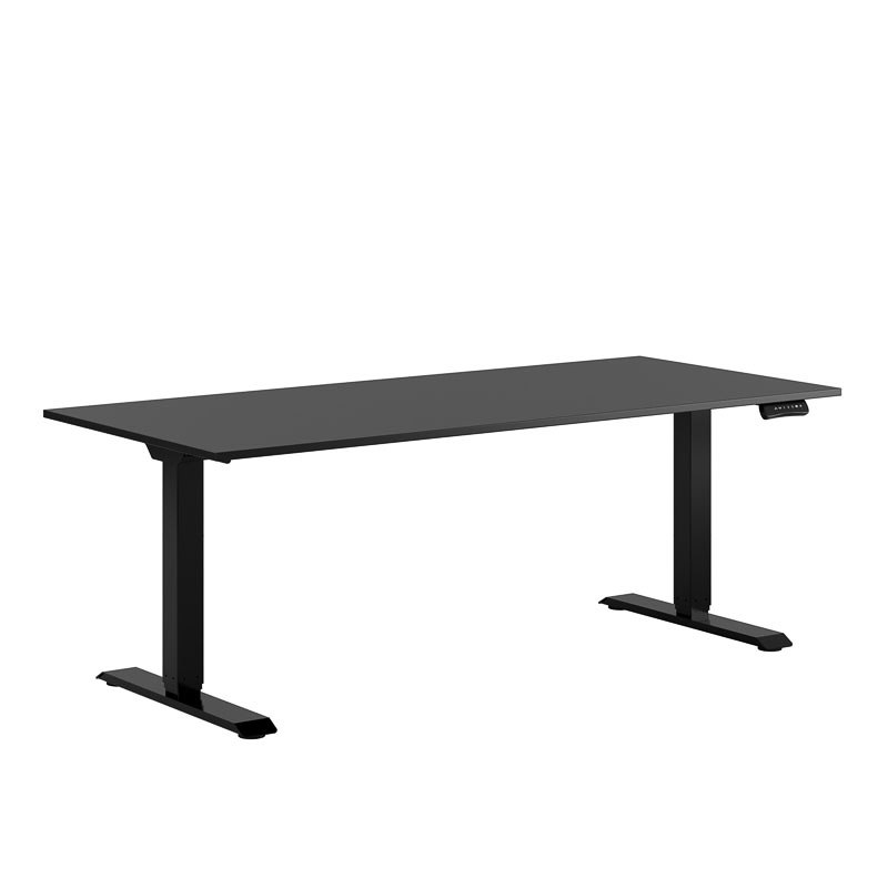 Höj och sänkbart skrivbord, 2-motorigt, svart stativ, svart bordsskiva 180x80cm 39375