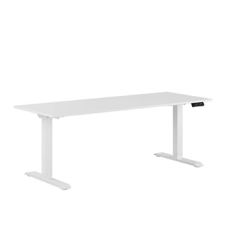 Höj och sänkbart skrivbord, 2-motorigt, vitt stativ, vit bordsskiva 180x70cm