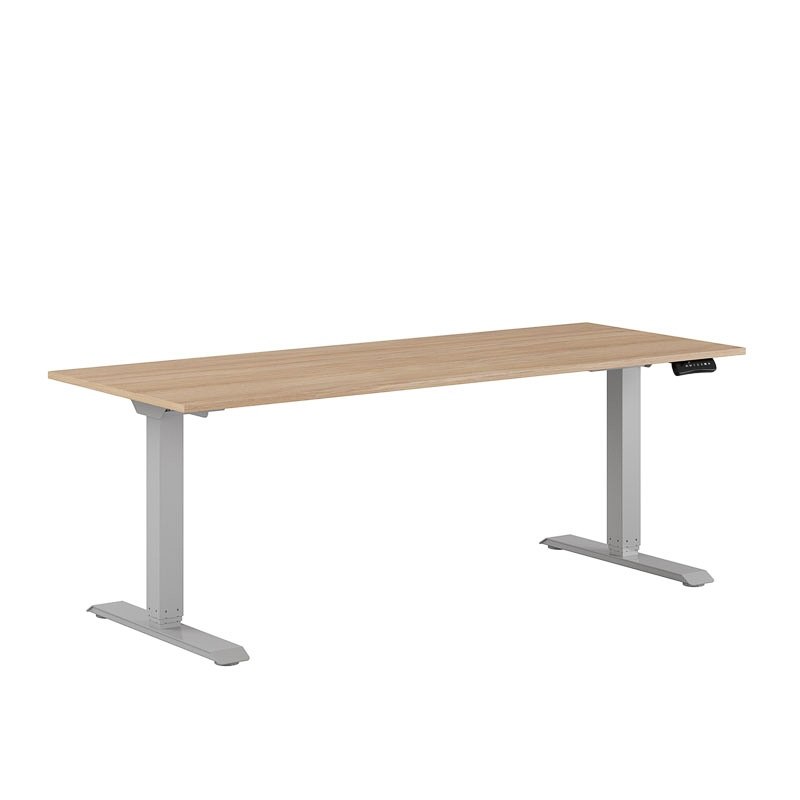 Höj och sänkbart skrivbord, 2-motorigt, grått stativ, urban oak bordsskiva 180x70cm