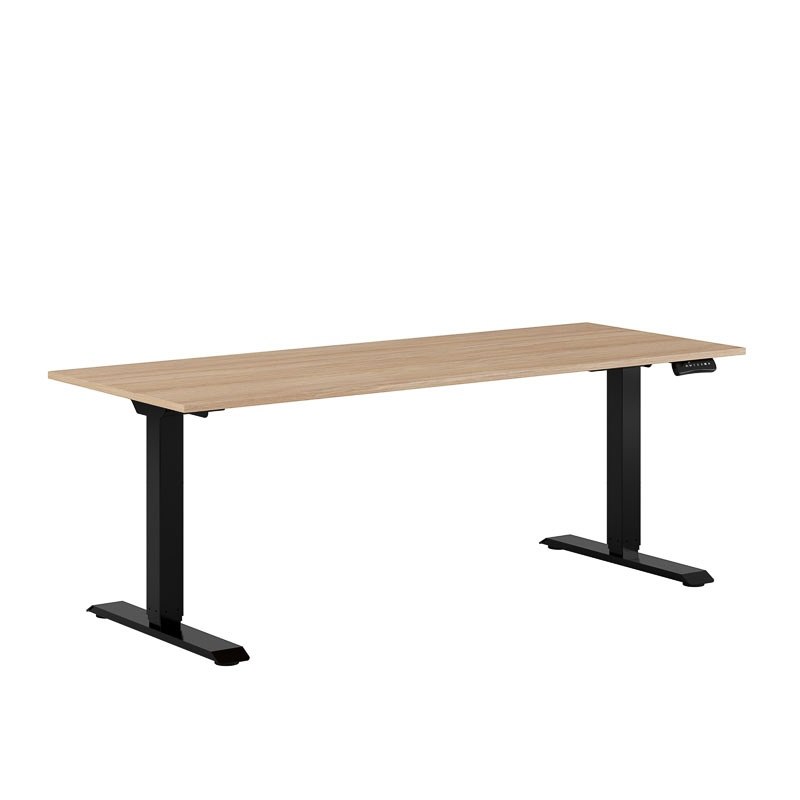 Höj och sänkbart skrivbord, 2-motorigt, svart stativ, urban oak bordsskiva 180x70cm