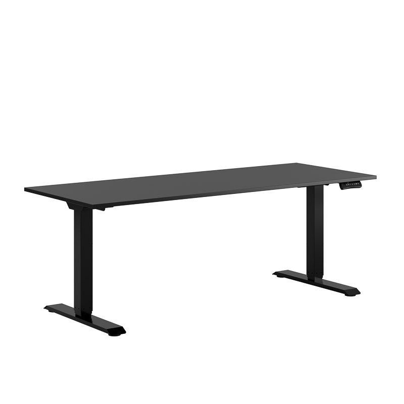 Höj och sänkbart skrivbord, 2-motorigt, svart stativ, svart bordsskiva 180x70cm