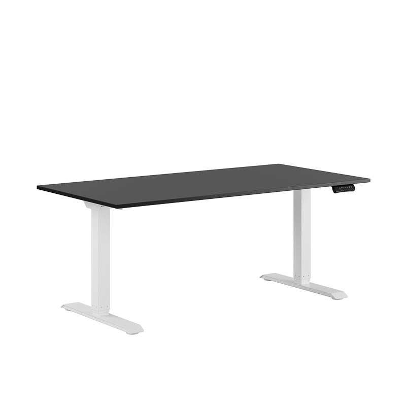Höj och sänkbart skrivbord, 2-motorigt, vitt stativ, svart bordsskiva 160x80cm 39429