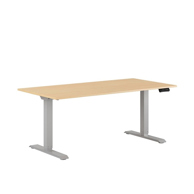 Höj och sänkbart skrivbord, 2-motorigt, grått stativ, bok bordsskiva 160x80cm