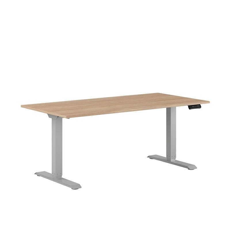 Höj och sänkbart skrivbord, 2-motorigt, grått stativ, urban oak bordsskiva 160x80cm