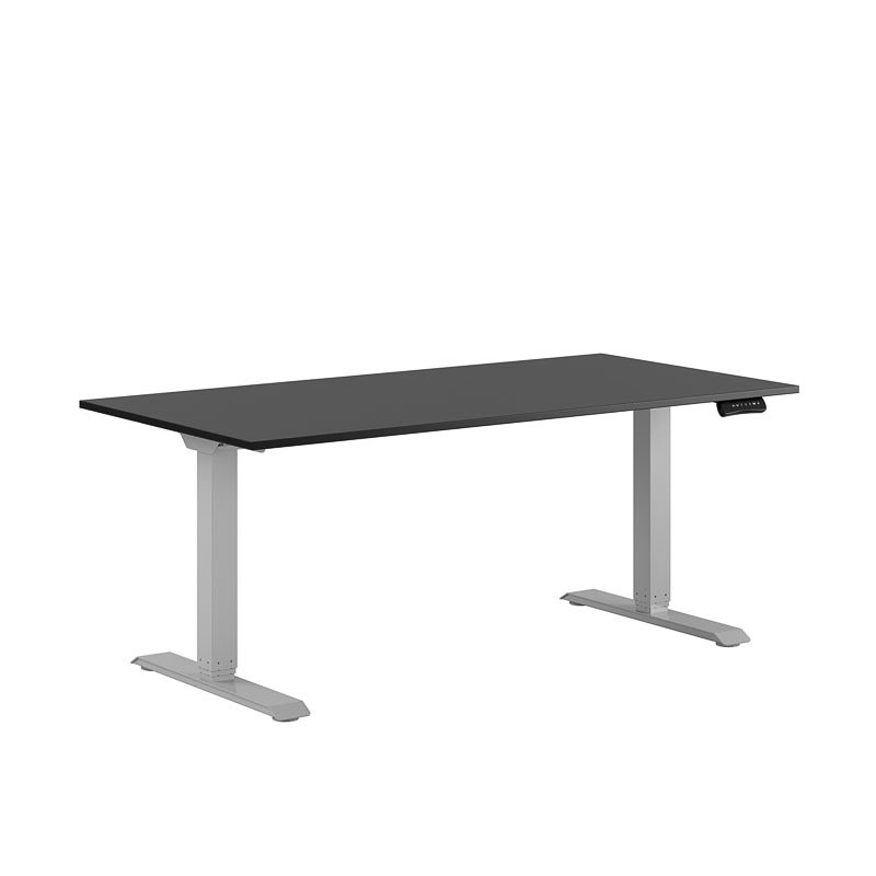 Höj och sänkbart skrivbord, 2-motorigt, grått stativ, svart bordsskiva 160x80cm 39317
