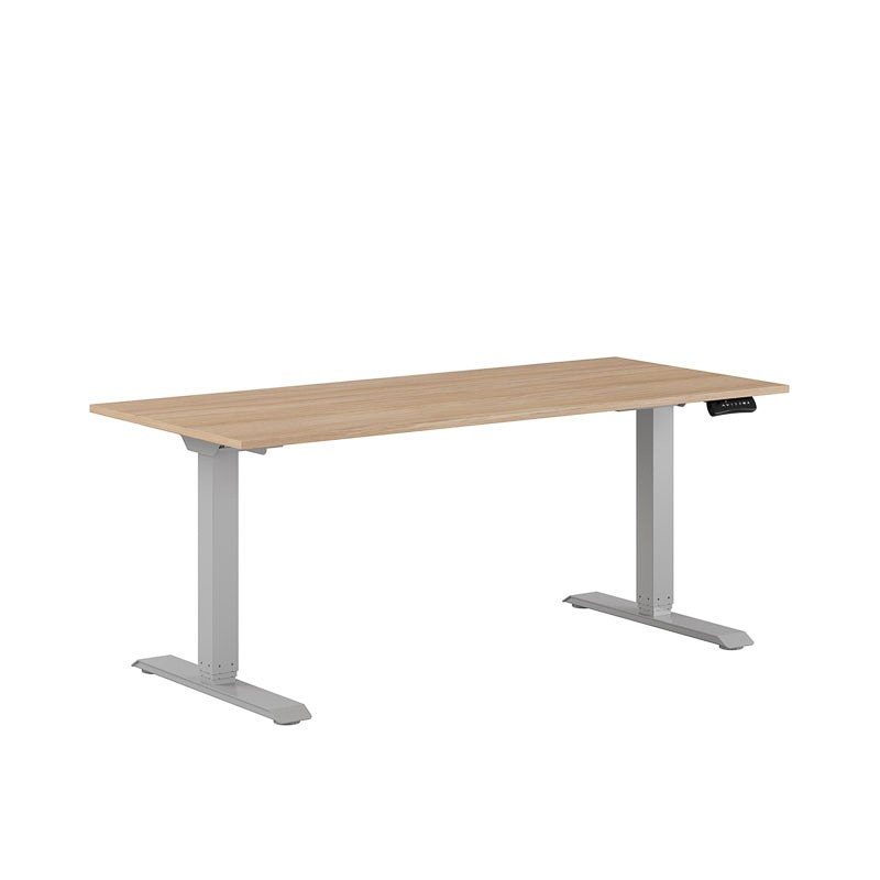 Höj och sänkbart skrivbord, 2-motorigt, grått stativ, urban oak bordsskiva 160x70cm