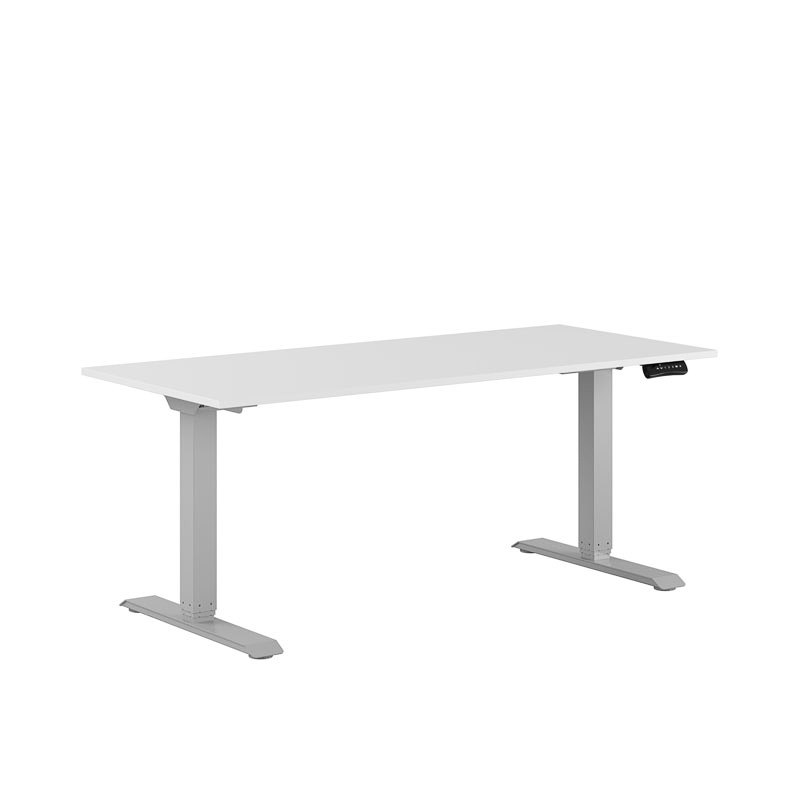 Höj och sänkbart skrivbord, 2-motorigt, grått stativ, vit bordsskiva 160x70cm