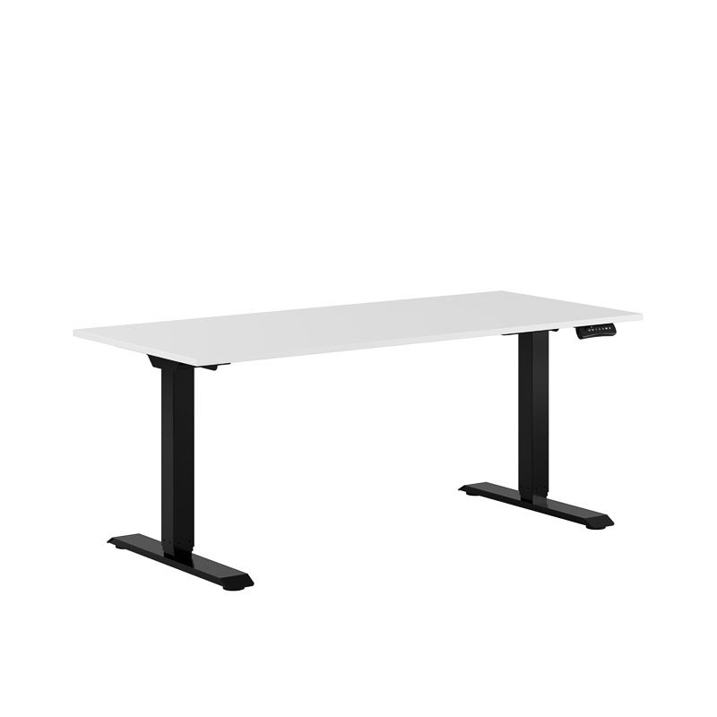 Höj och sänkbart skrivbord, 2-motorigt, svart stativ, vit bordsskiva 160x70cm