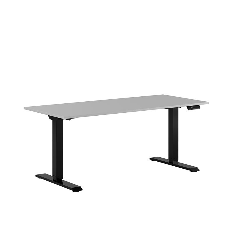 Höj och sänkbart skrivbord, 2-motorigt, svart stativ, grå bordsskiva 160x70cm