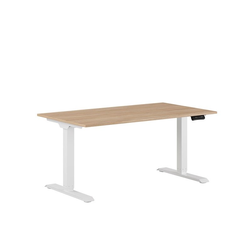 Höj och sänkbart skrivbord, 2-motorigt, vitt stativ, urban oak bordsskiva 140x80cm