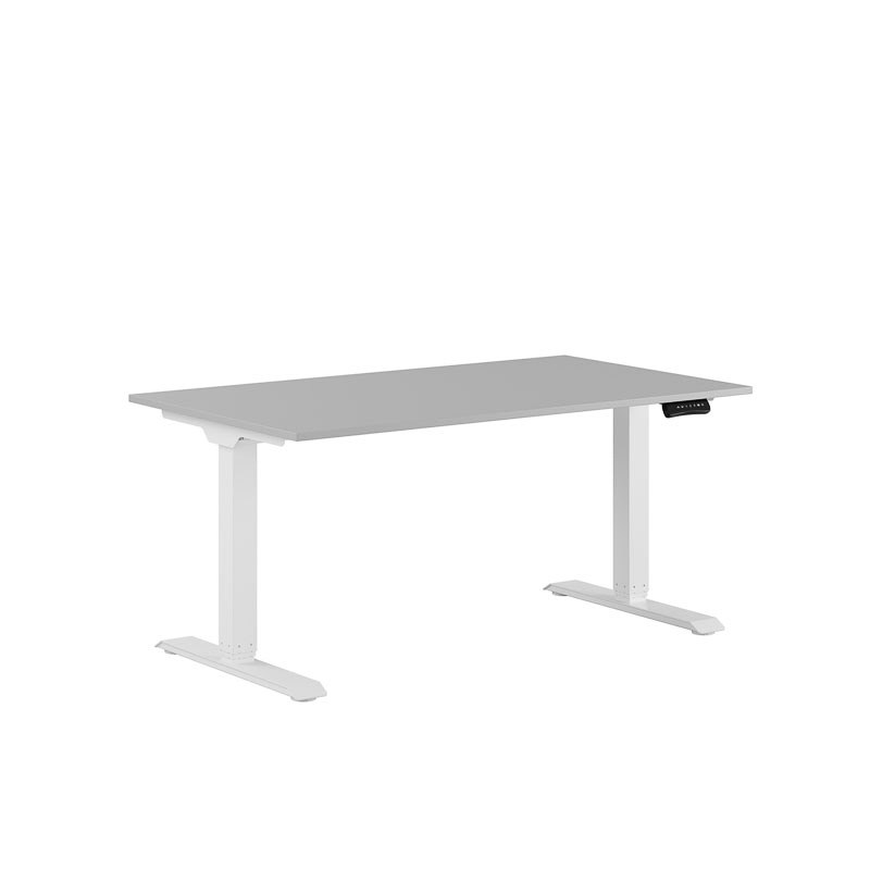 Höj och sänkbart skrivbord, 2-motorigt, vitt stativ, vit bordsskiva 140x80cm 39443