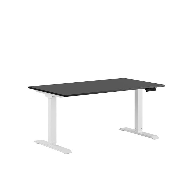 Höj och sänkbart skrivbord, 2-motorigt, vitt stativ, svart bordsskiva 140x80cm